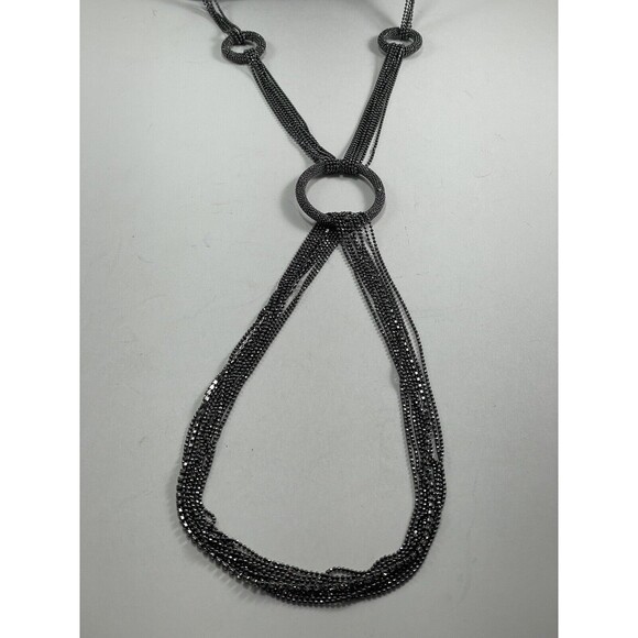 Joan Rivers Multichain And Circles 29 inch Necklace Rhinestone Dark Silver Tone - Picture 11 of 16